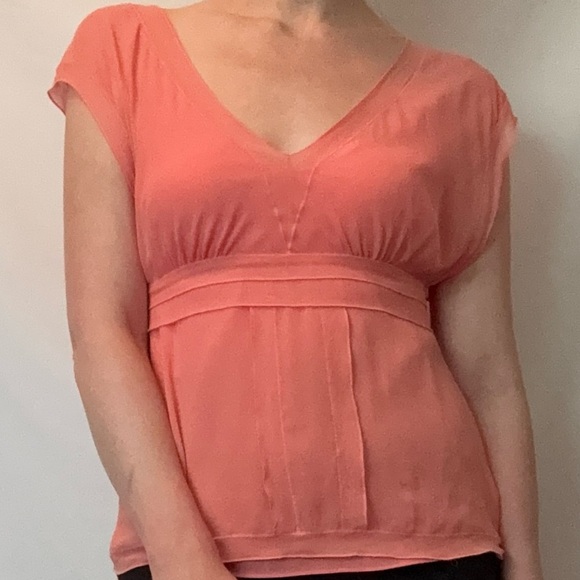 Banana Republic Silk Short Sleeve Babydoll Blouse - Picture 1 of 13